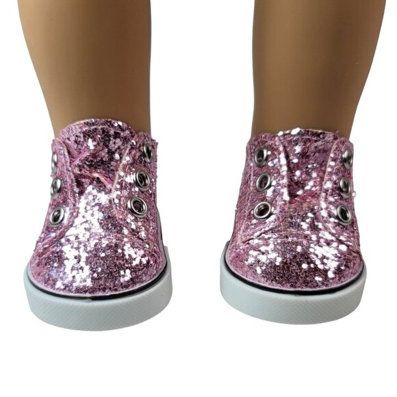 2/$15 18" Dolls Glitter Sparkle Sneakers Pink Slip On Shoes OG AG Hobby Lobby - Picture 1 of 8